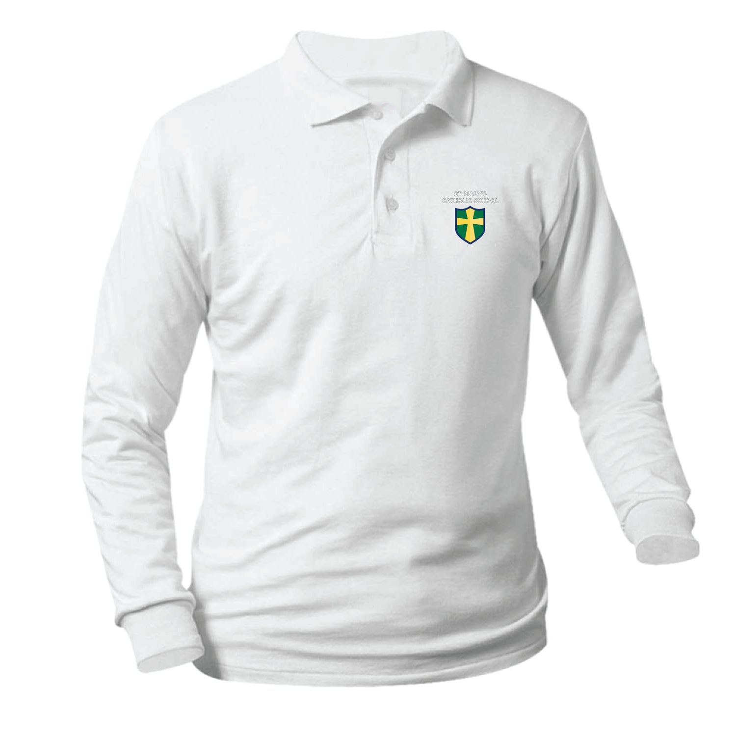 St. Mary's Catholic School Longsleeve Jersey Polo - White