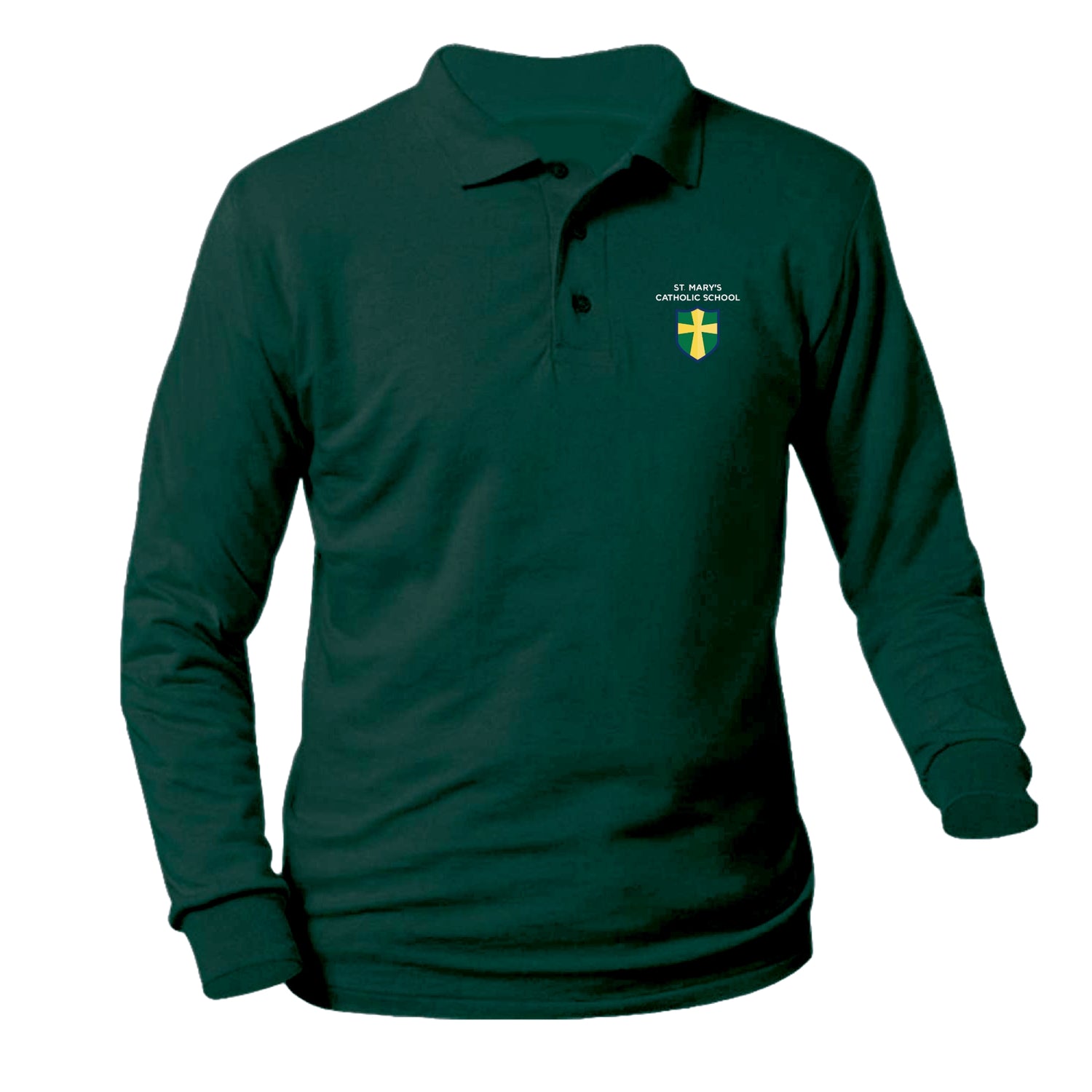 St. Mary's Catholic School Longsleeve Pique Polo - Dark Green