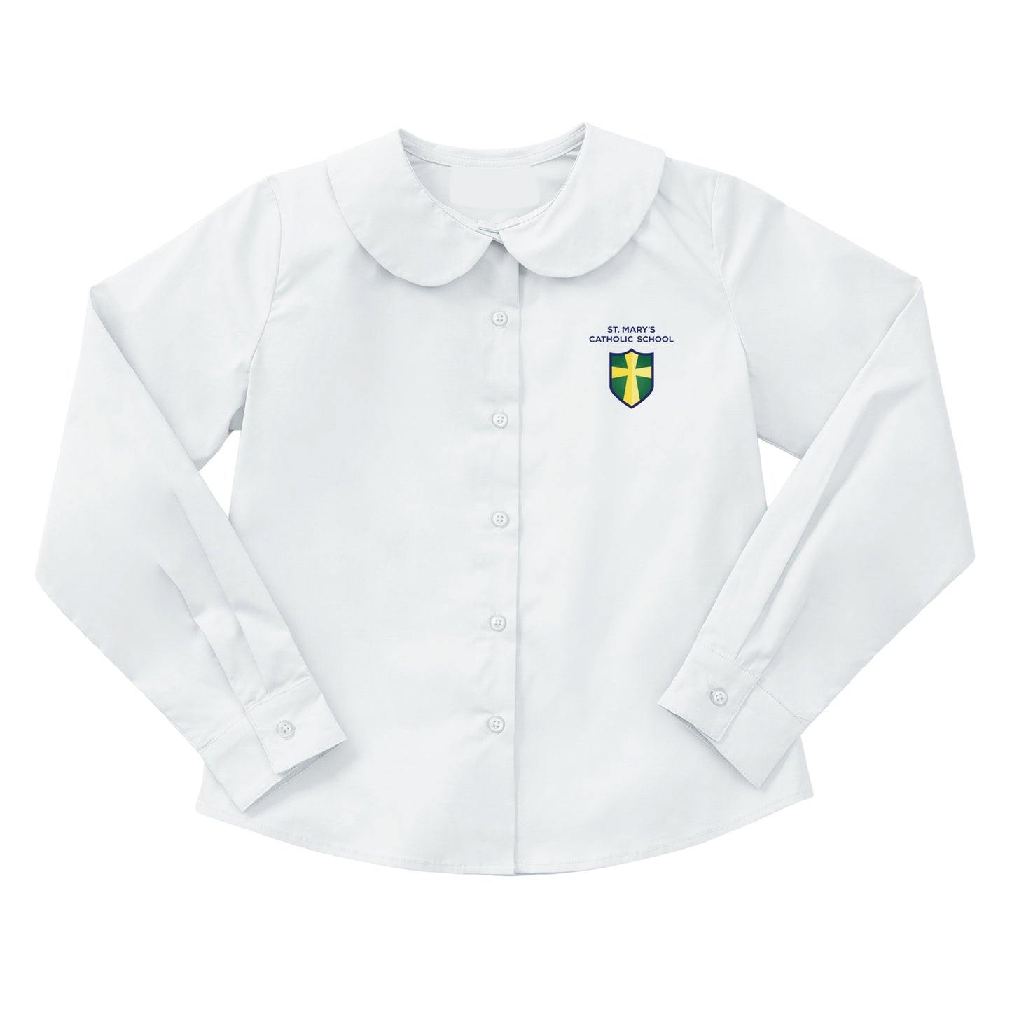 St. Mary's Catholic School Round Collar Longsleeve Blouse - White