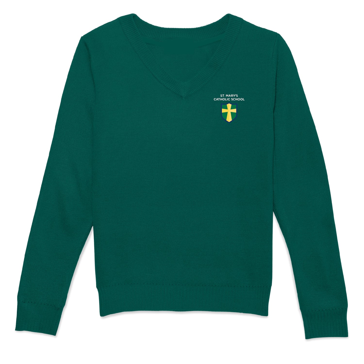 St. Mary's Catholic School V-Neck Pullover Sweater - Dark Green