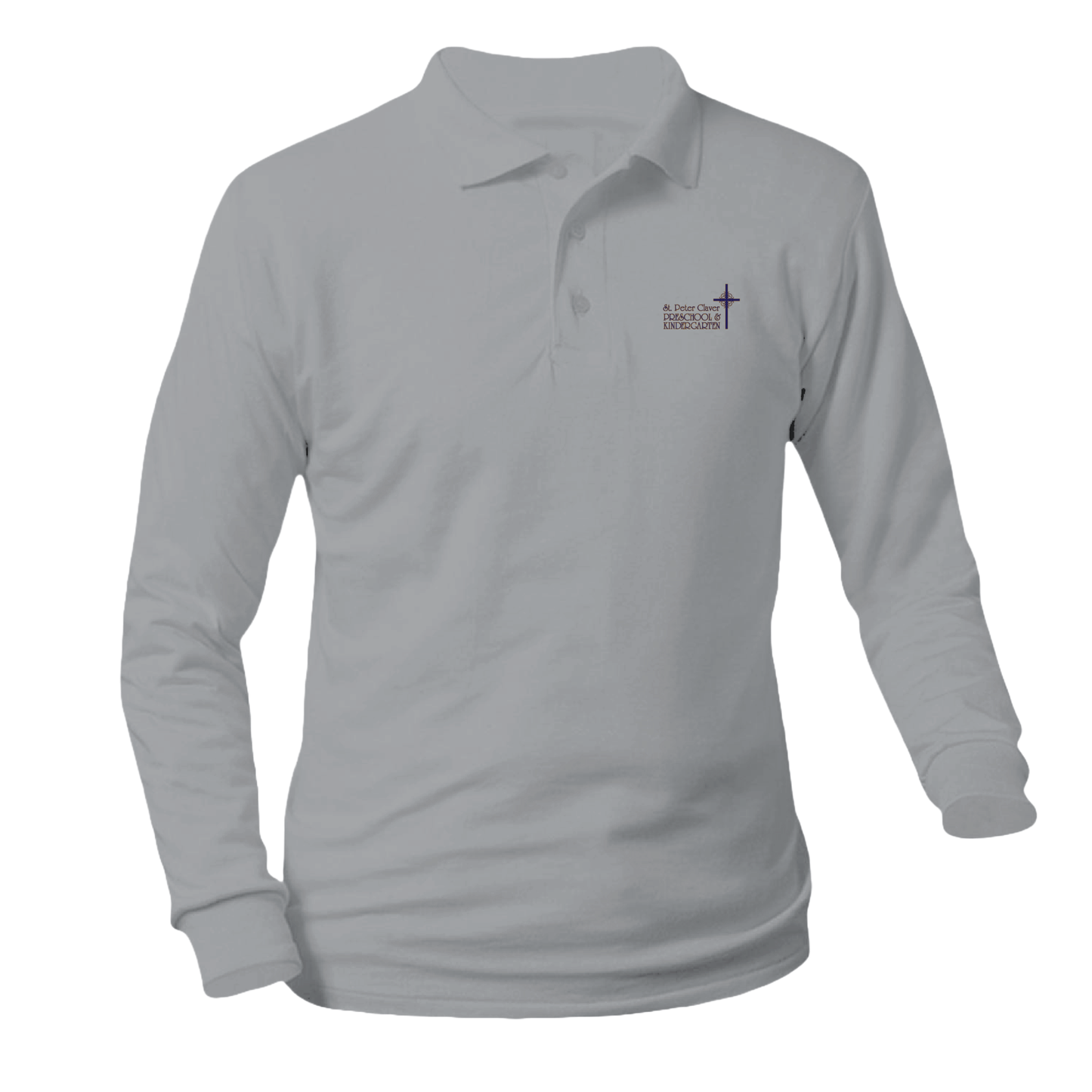 St. Peter Claver Longsleeve Pique Polo - Grey