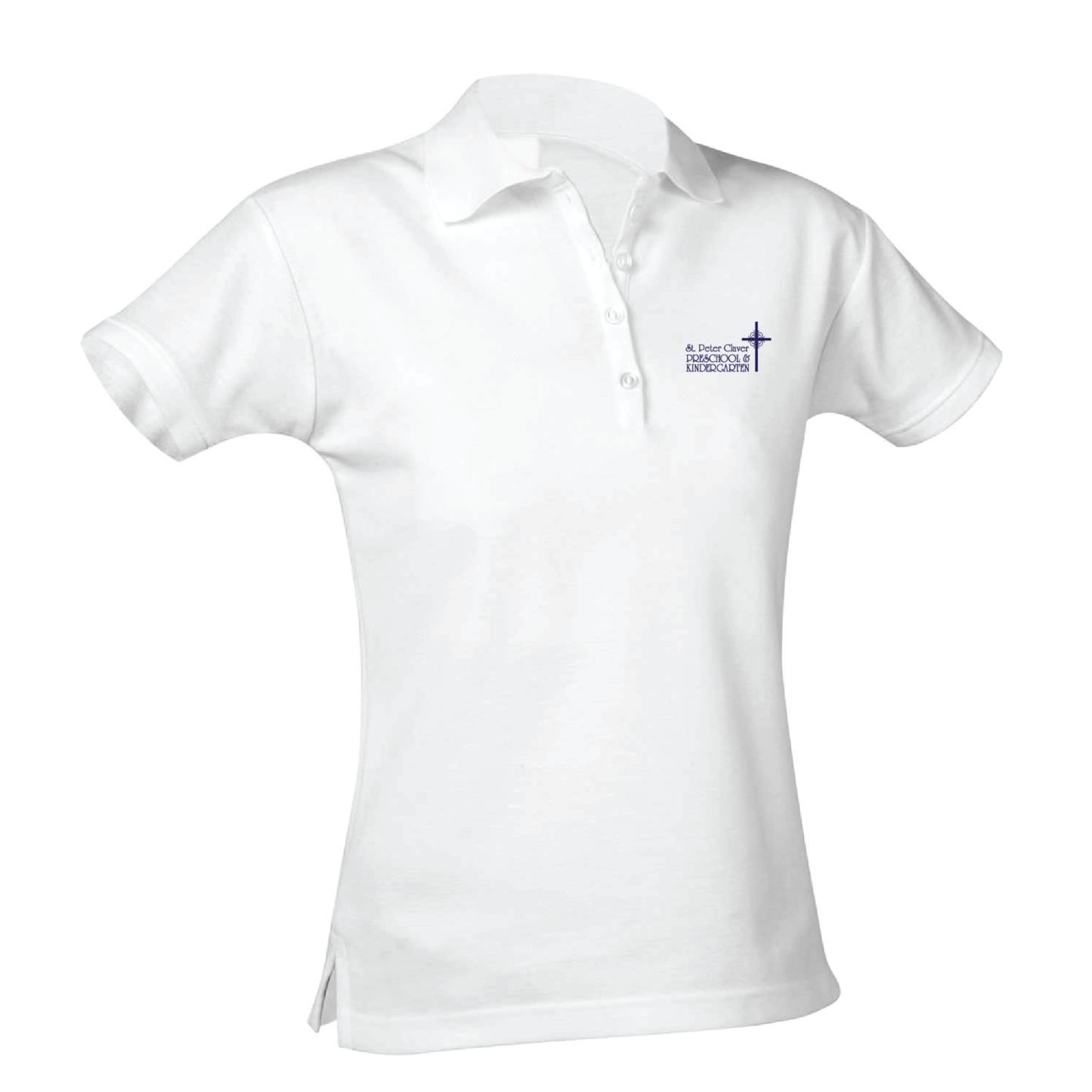 St. Peter Claver Feminine Fit Pique Polo - White