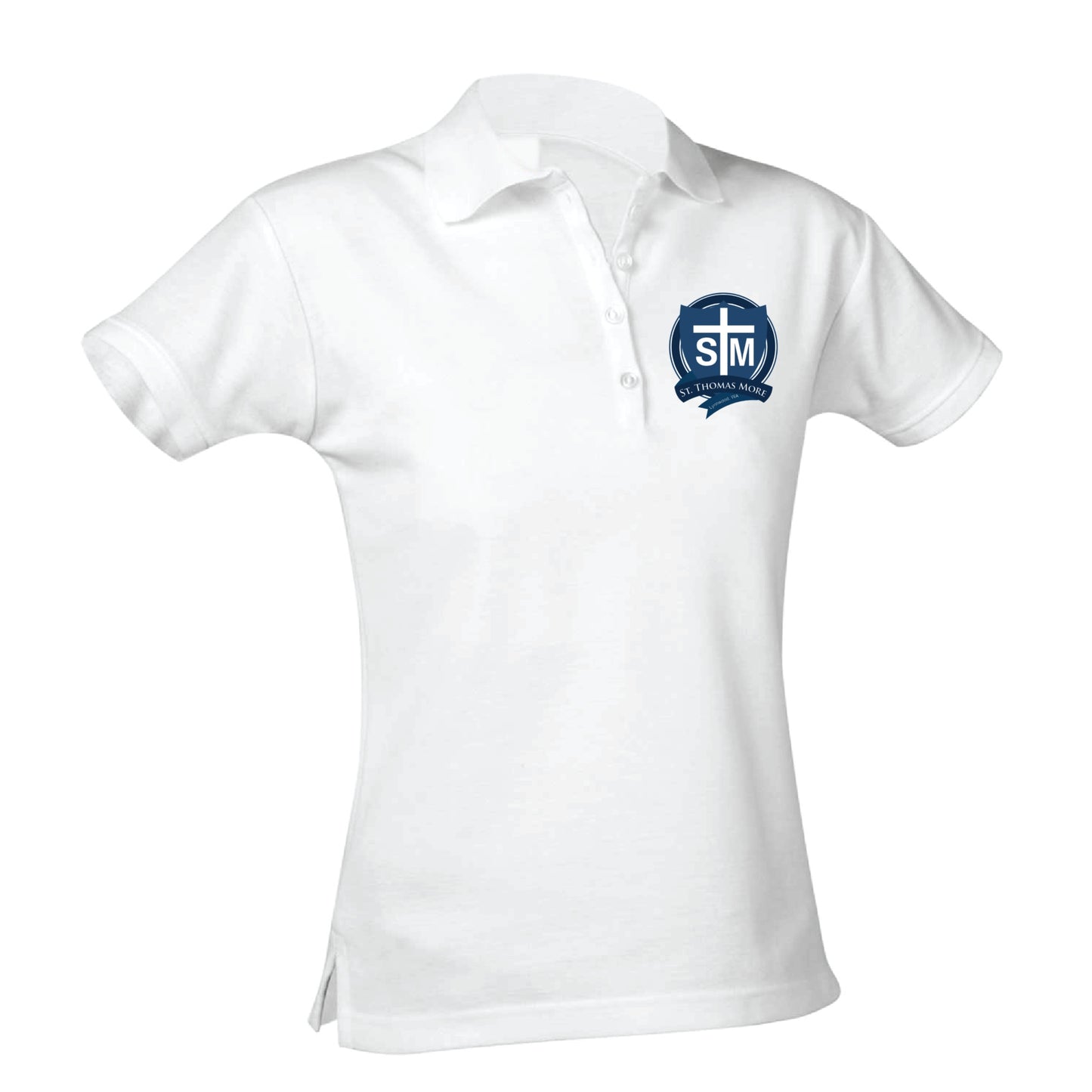 St. Thomas More School  Feminine Fit Pique Polo - White