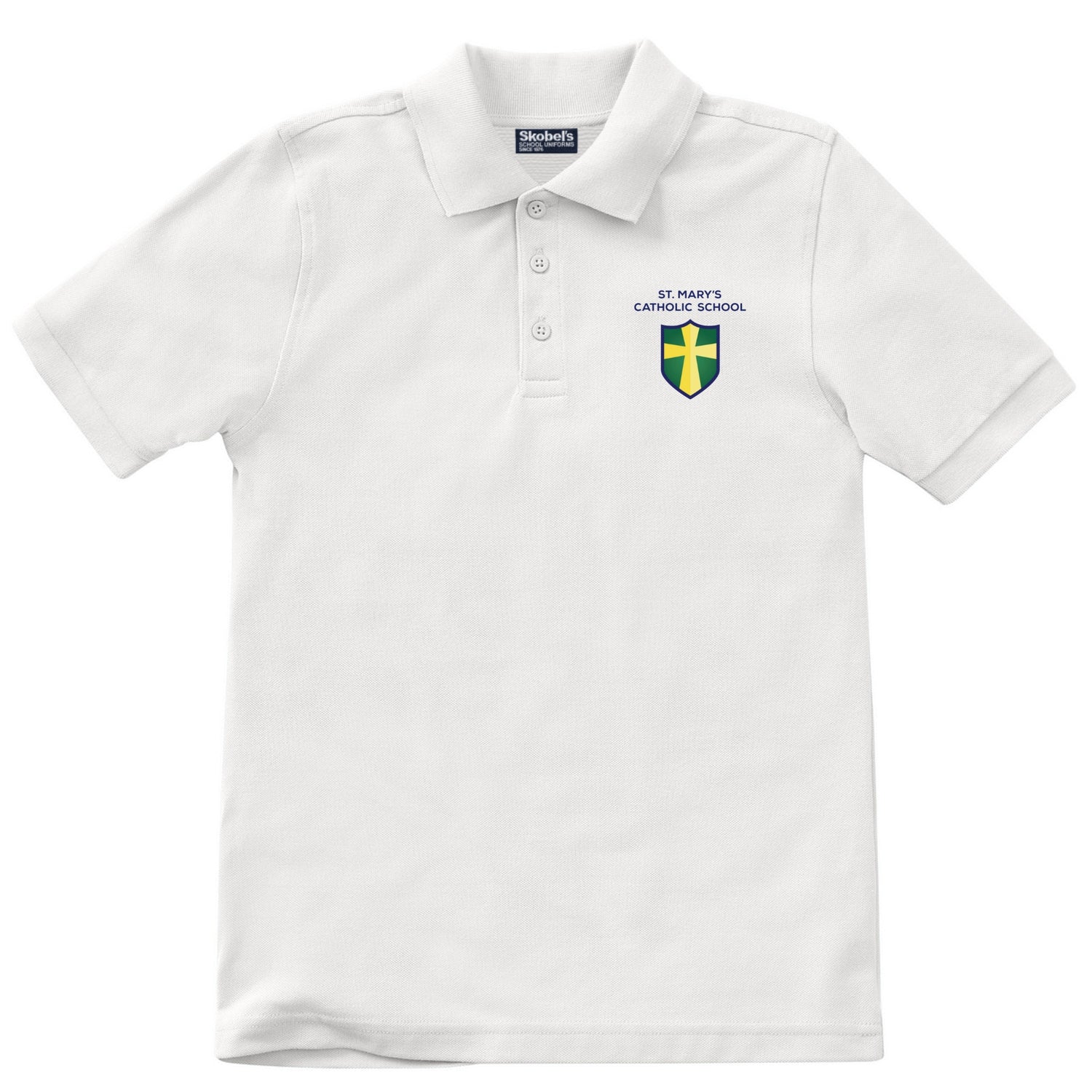 St. Mary's Catholic School Pique Polo - White