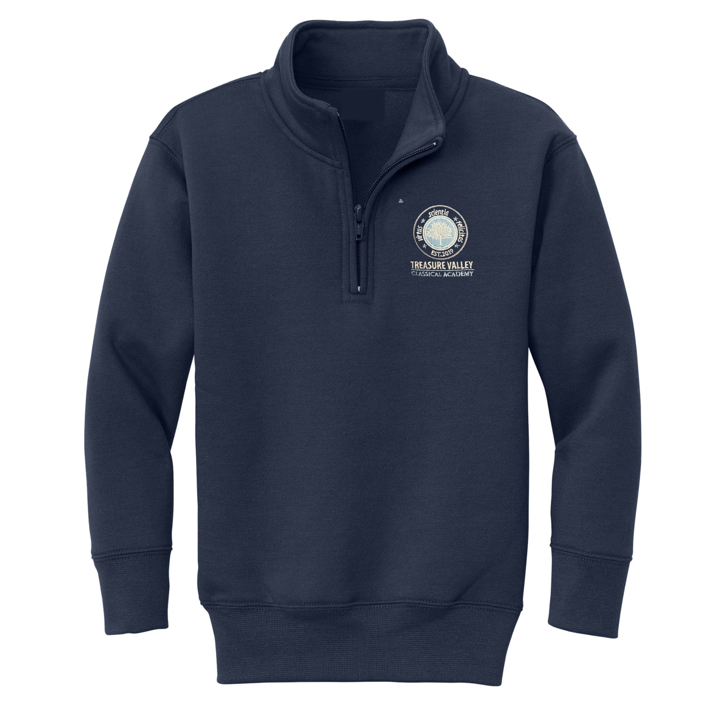 Treasure Valley Classical Academy 1/4 Zip Sweatshirt with Logo - Navy