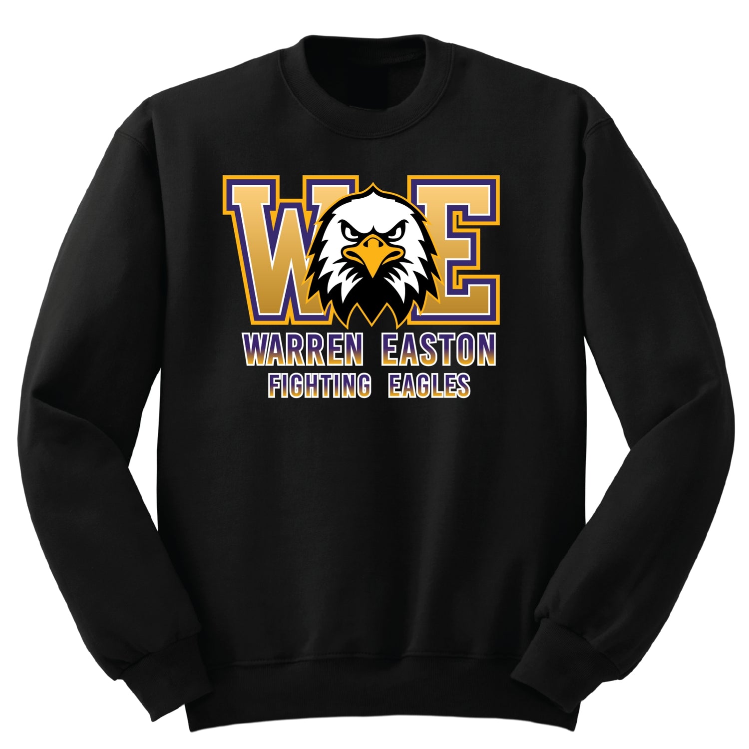 Warren Easton Crewneck Sweatshirt w/ Full Chest Fighting Eagles - Black