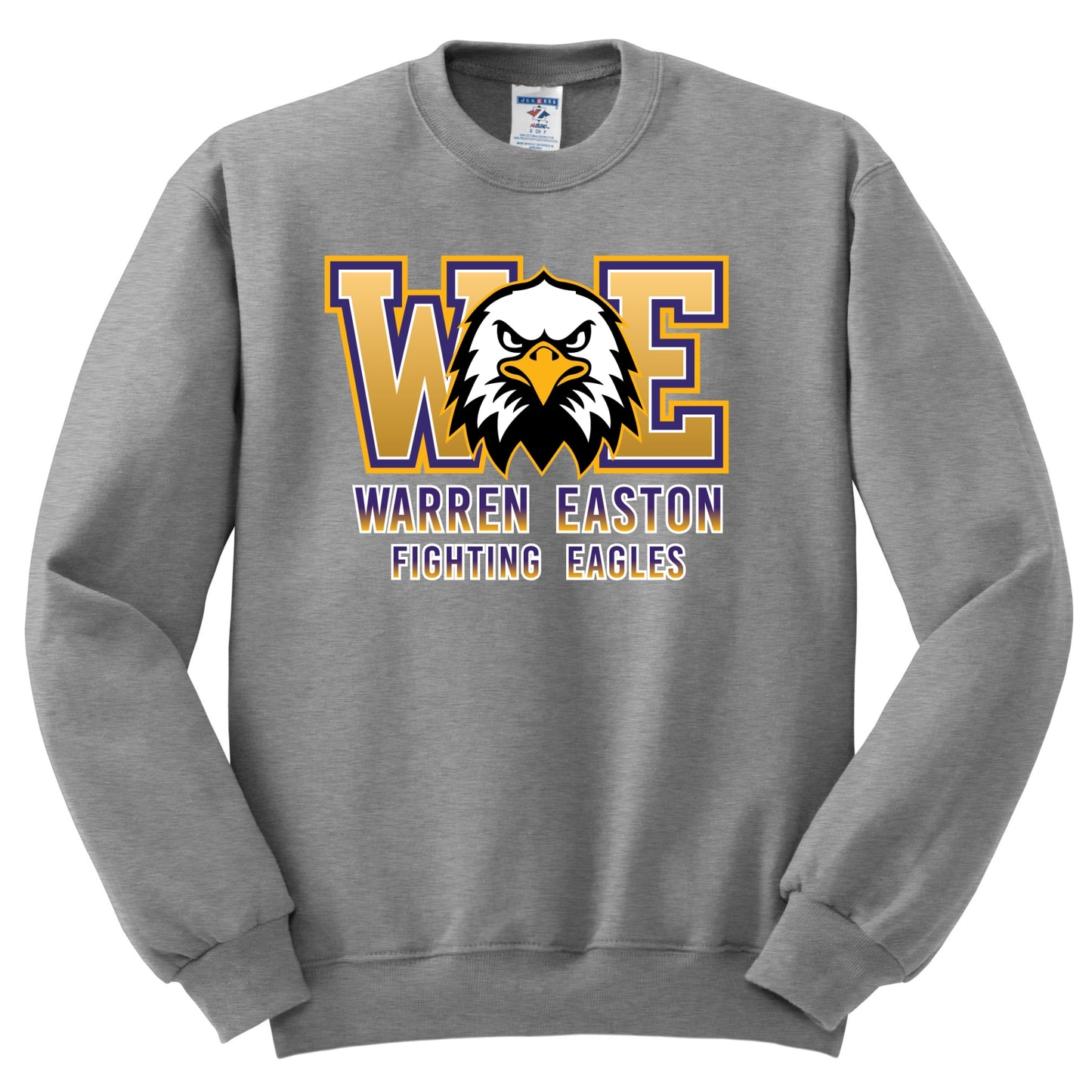 Warren Easton Crewneck Sweatshirt w/ Full Chest Fighting Eagles - Grey