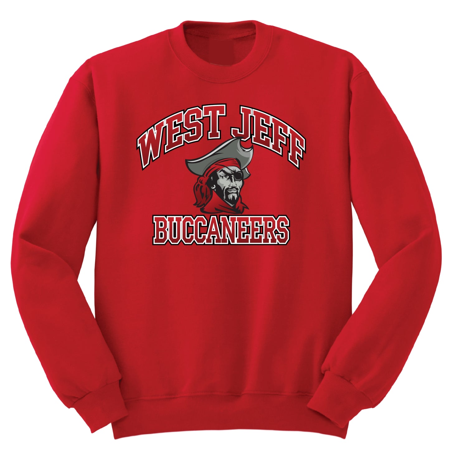 West Jefferson Buccaneers Red Crew Sweatshirt