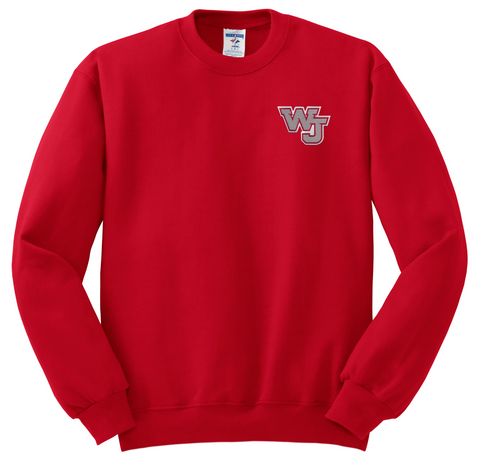 West Jefferson WJ Patch Red Crew Sweatshirt - All Grades