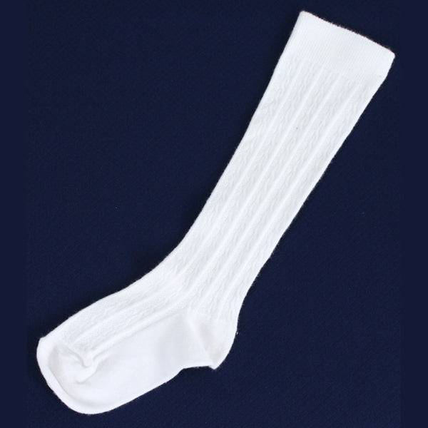White Cable Knee-hi Socks