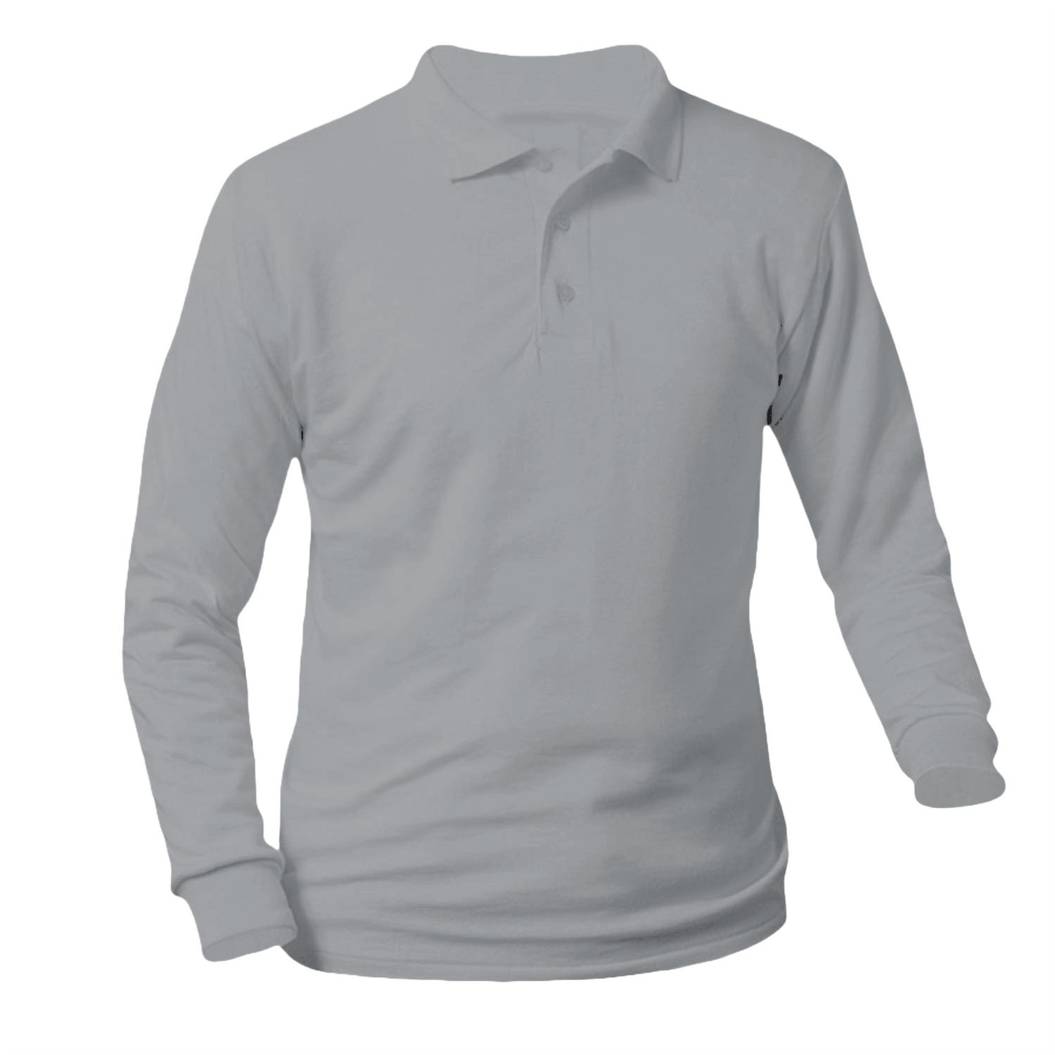 Plain Longsleeve Pique Polo - Grey