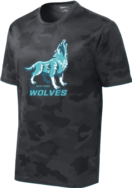 Gem Prep Camo Hex Tee with Wolves Logo