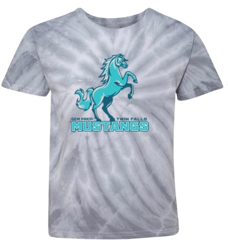 Gem Prep Cyclone Vat-Dyed Pinwheel Short Sleeve T-Shirt with Mustangs Logo