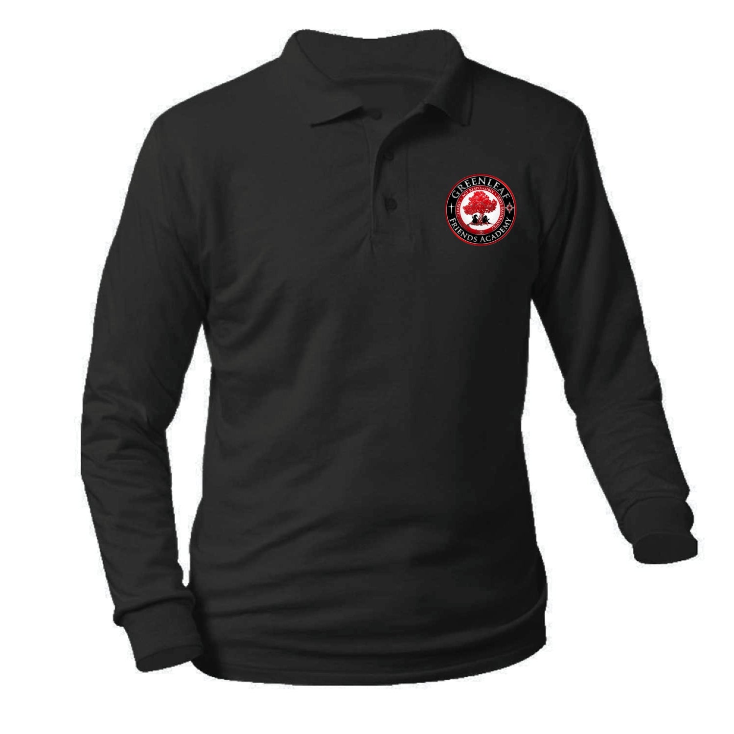 Greenleaf Friends Academy Longsleeve Pique Polo - Black