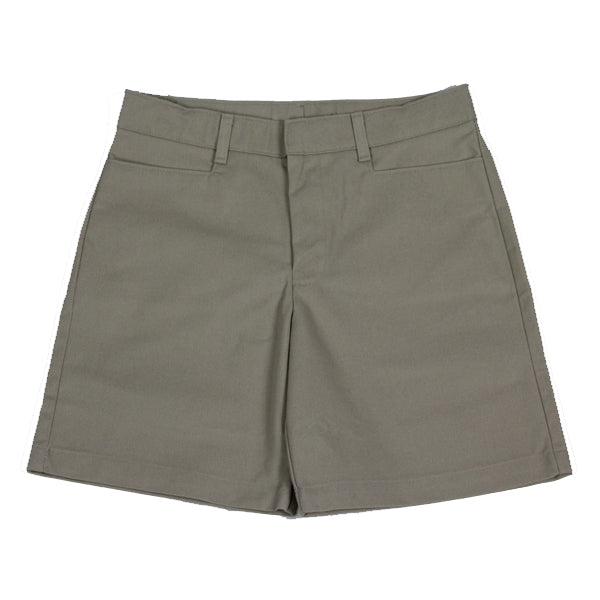 QAS Girls Khaki Flat Front Twill Shorts