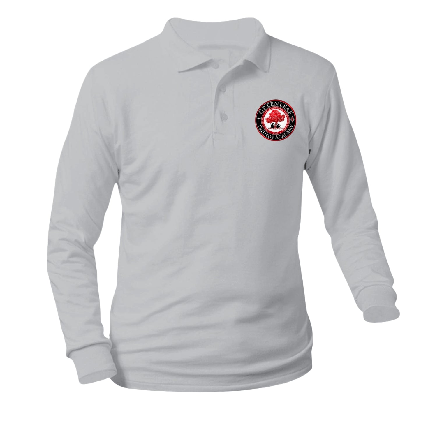 Greenleaf Friends Academy Longsleeve Pique Polo - Grey