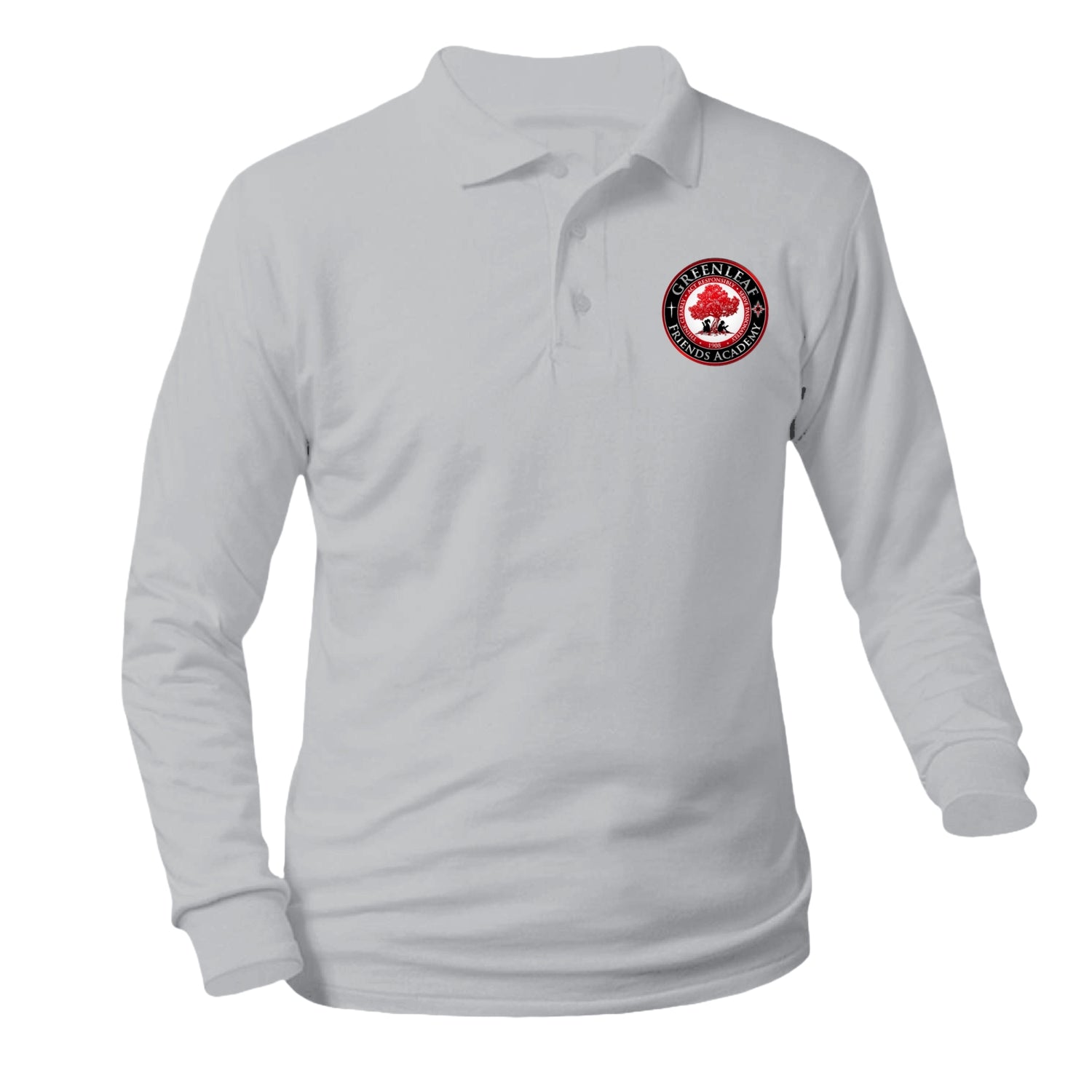 Greenleaf Friends Academy Longsleeve Pique Polo - Grey