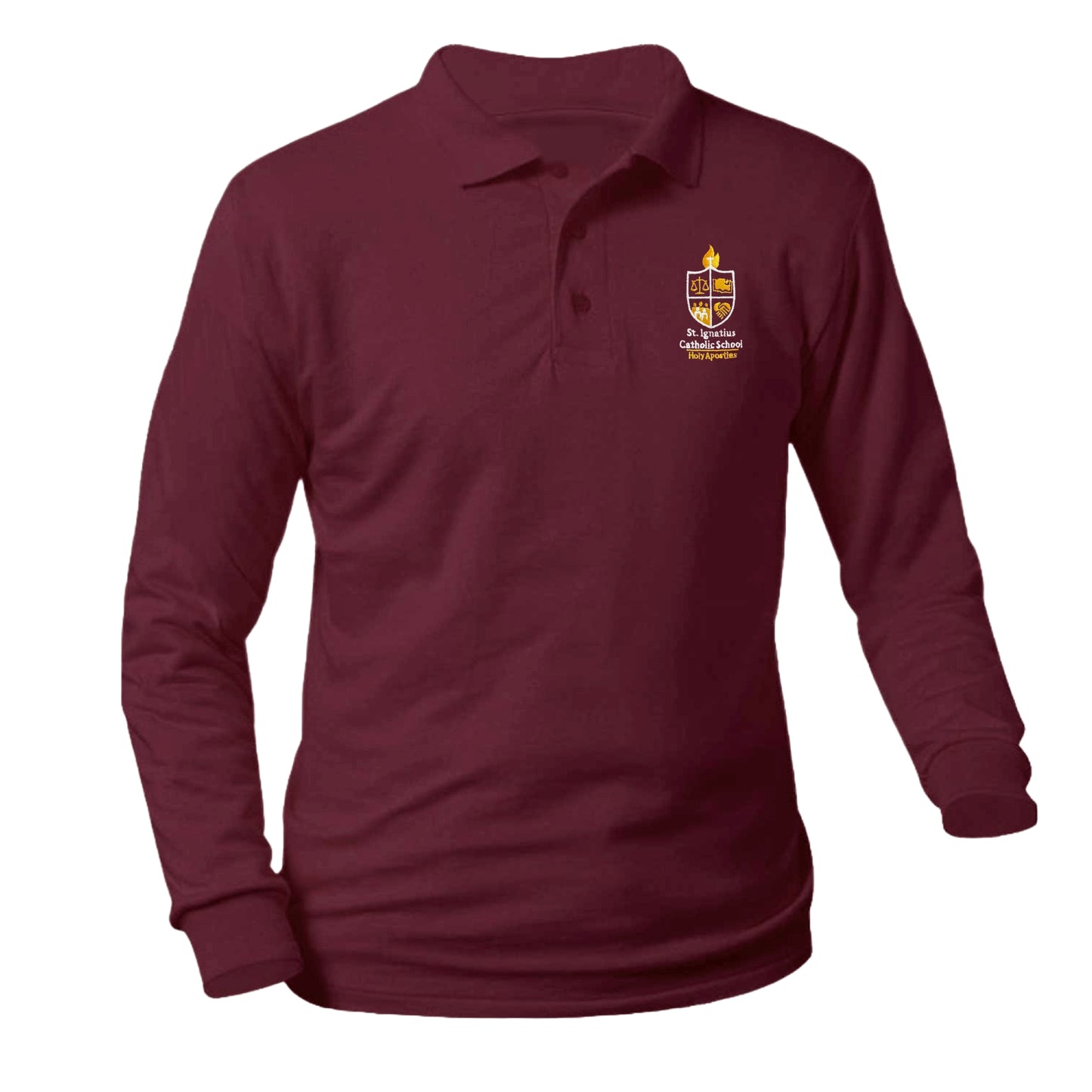 St. Ignatius Catholic School Longsleeve Pique Polo - Maroon