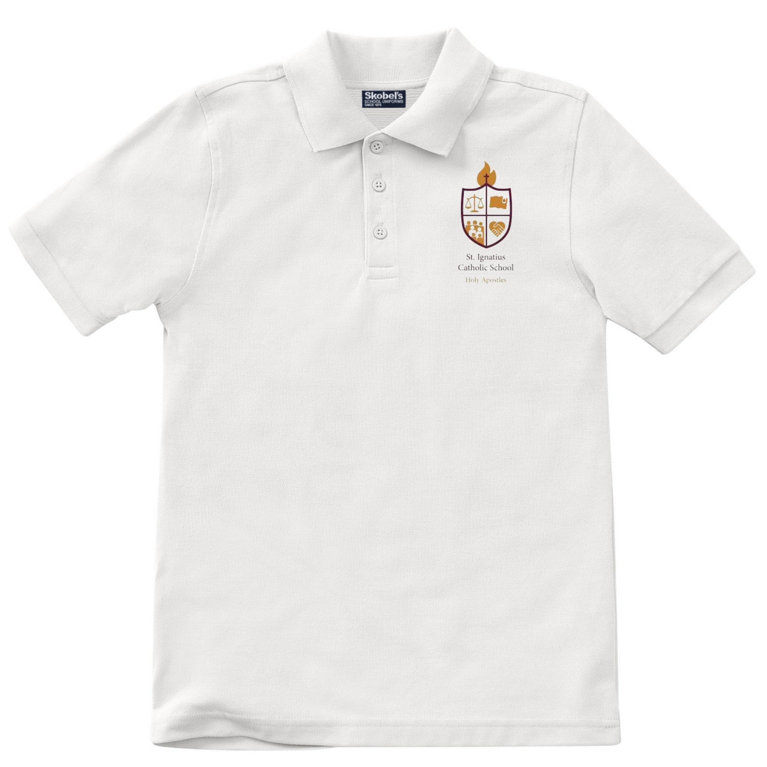 St. Ignatius Catholic School Pique Polo - White