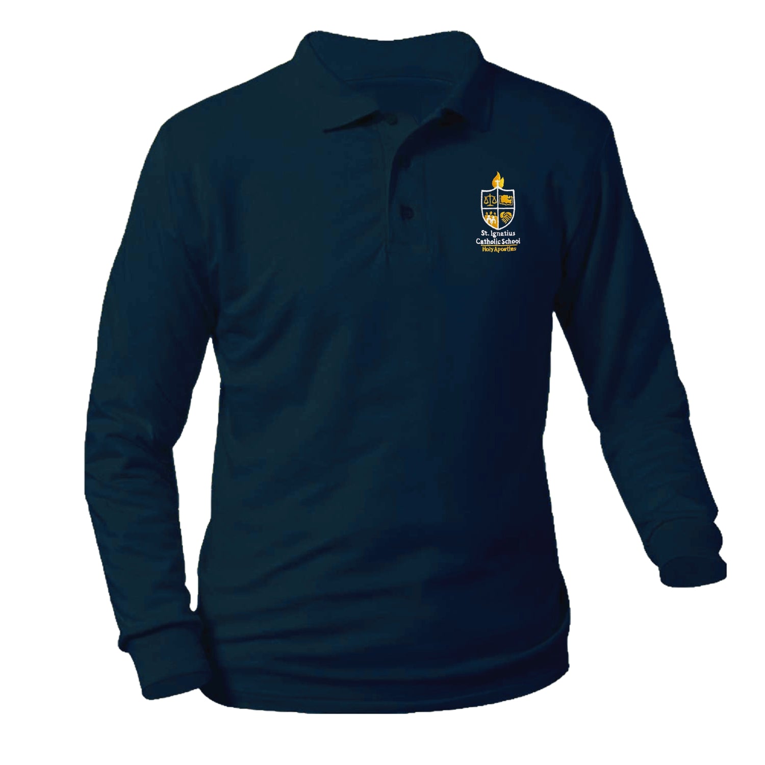 St. Ignatius Catholic School Longsleeve Pique Polo - Navy