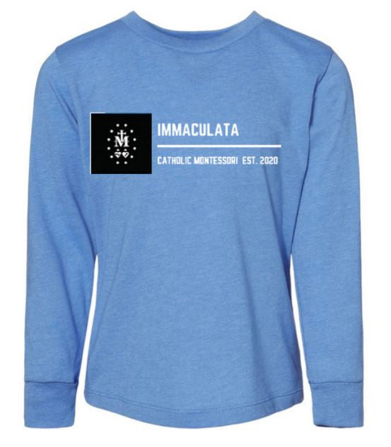 Immaculata Catholic Montessori Classic Longsleeve Tee Shirt - Light Blue