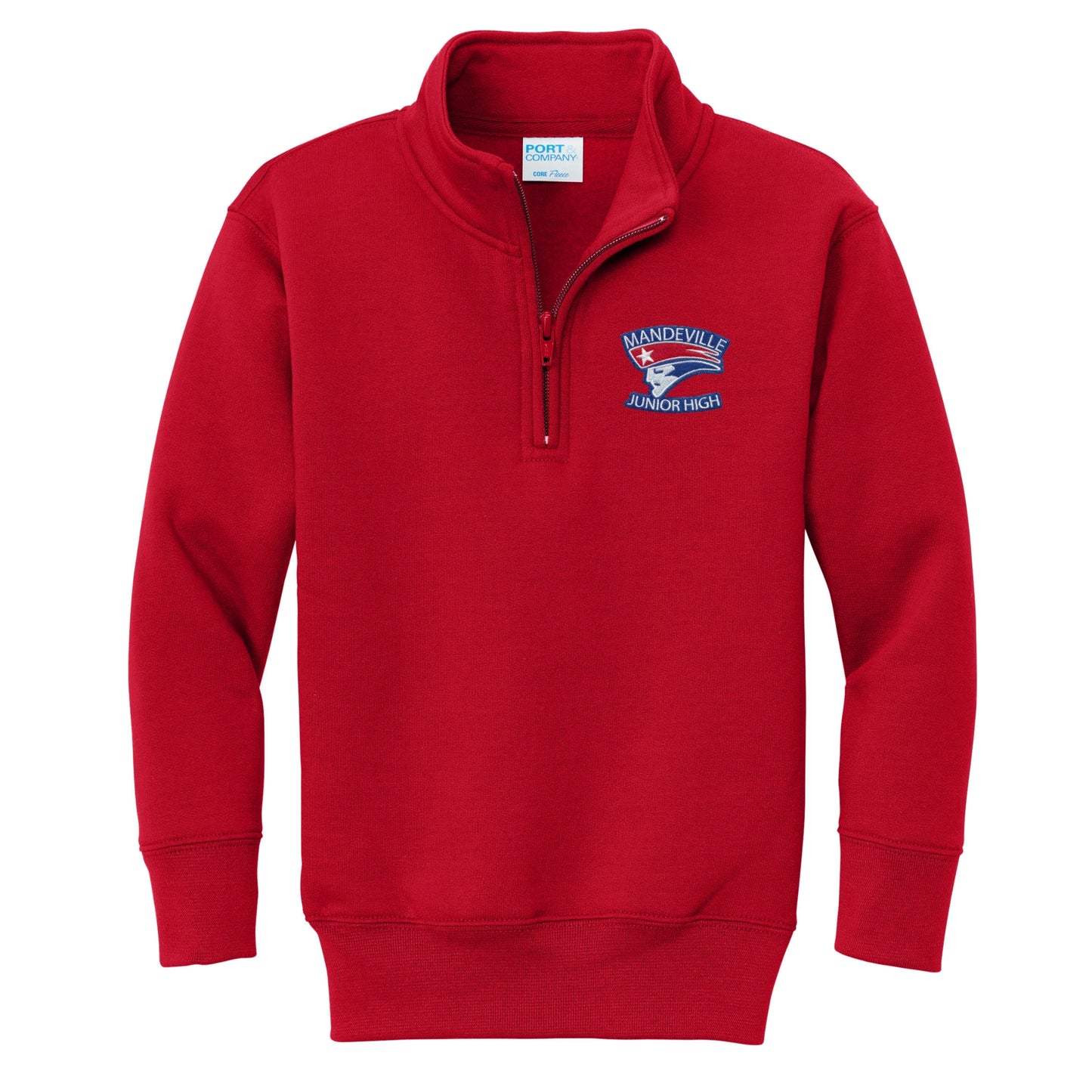 Mandeville Junior High 1/4 Zip Sweatshirt - Red