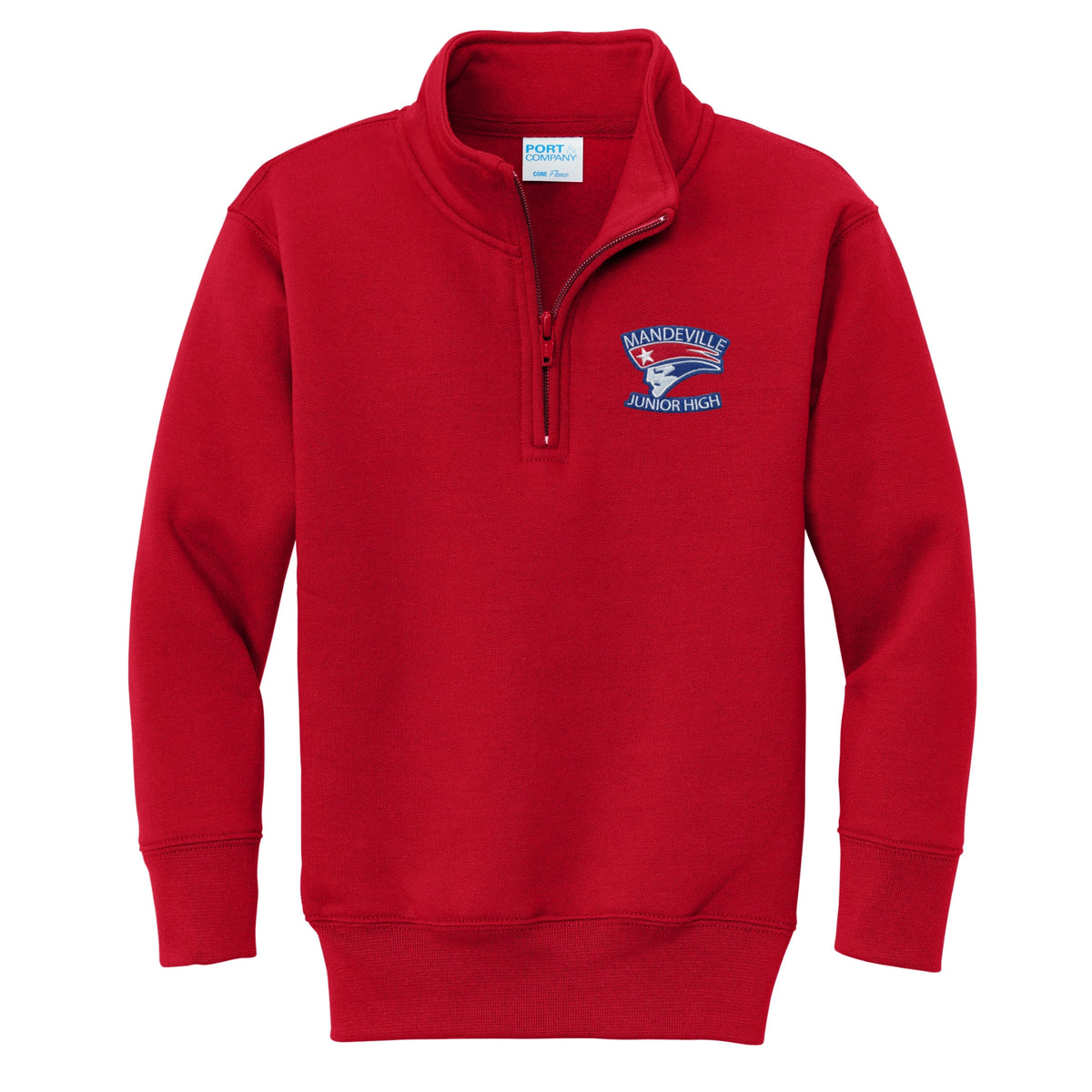 Mandeville Junior High 1/4 Zip Sweatshirt - Red – Skobel