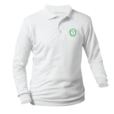 Laurel Hall School Longsleeve Pique Polo - White