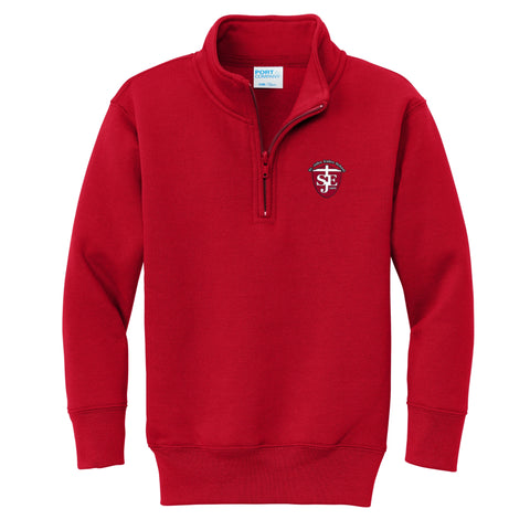 St. John Eudes School 1/4 Zip Sweatshirt - Red - Coming Soon