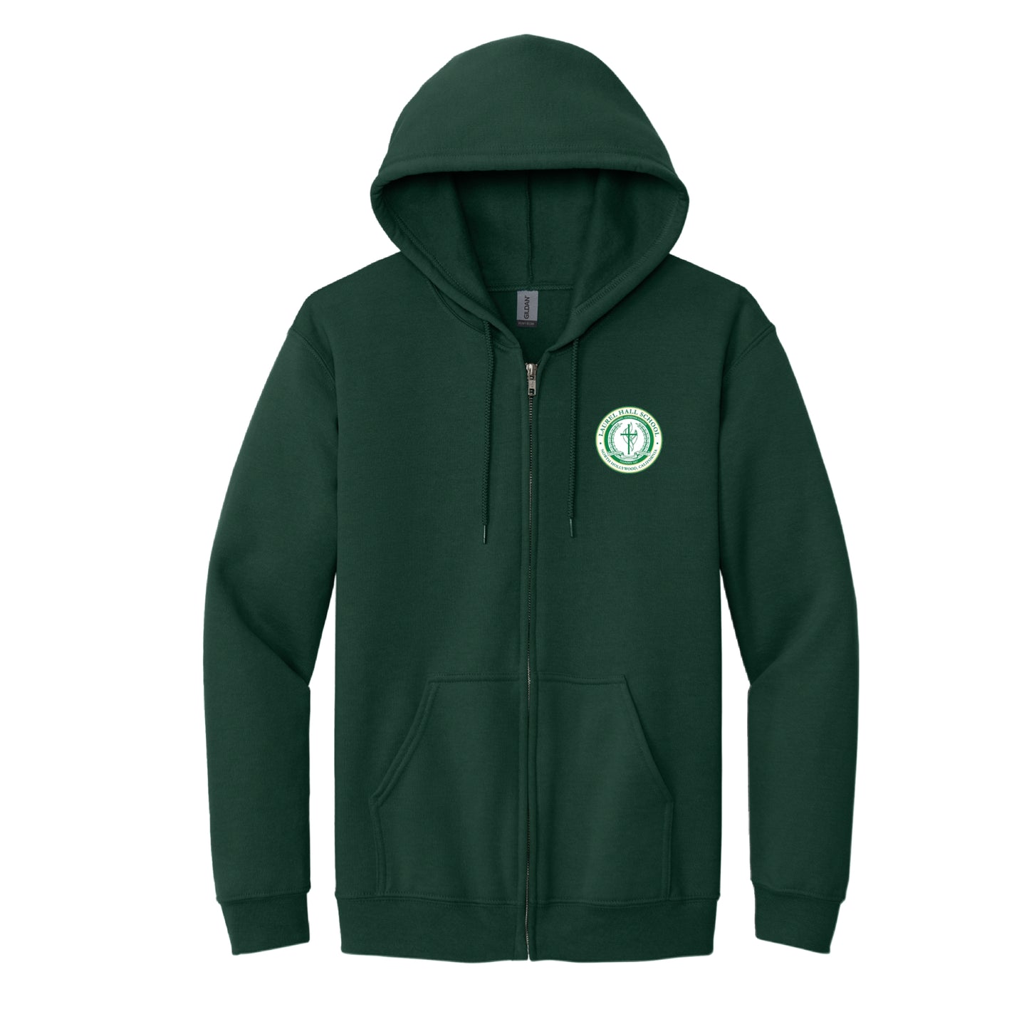 Laurel Hall School Full Zip Hooded Sweatshirt - Dark Green