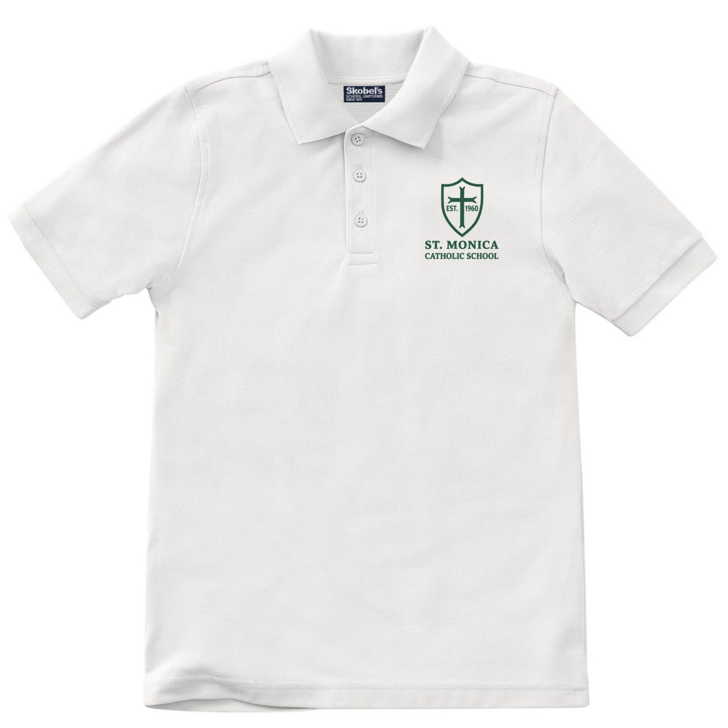 St. Monica Catholic School Pique Polo - White