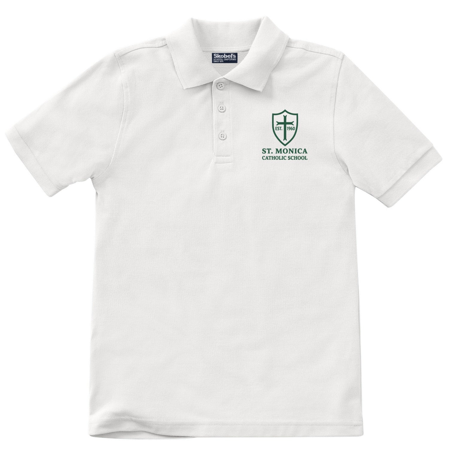 St. Monica Catholic School Pique Polo - White