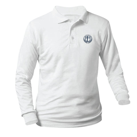 St. Jane Frances De Chantal Longsleeve Pique Polo - White