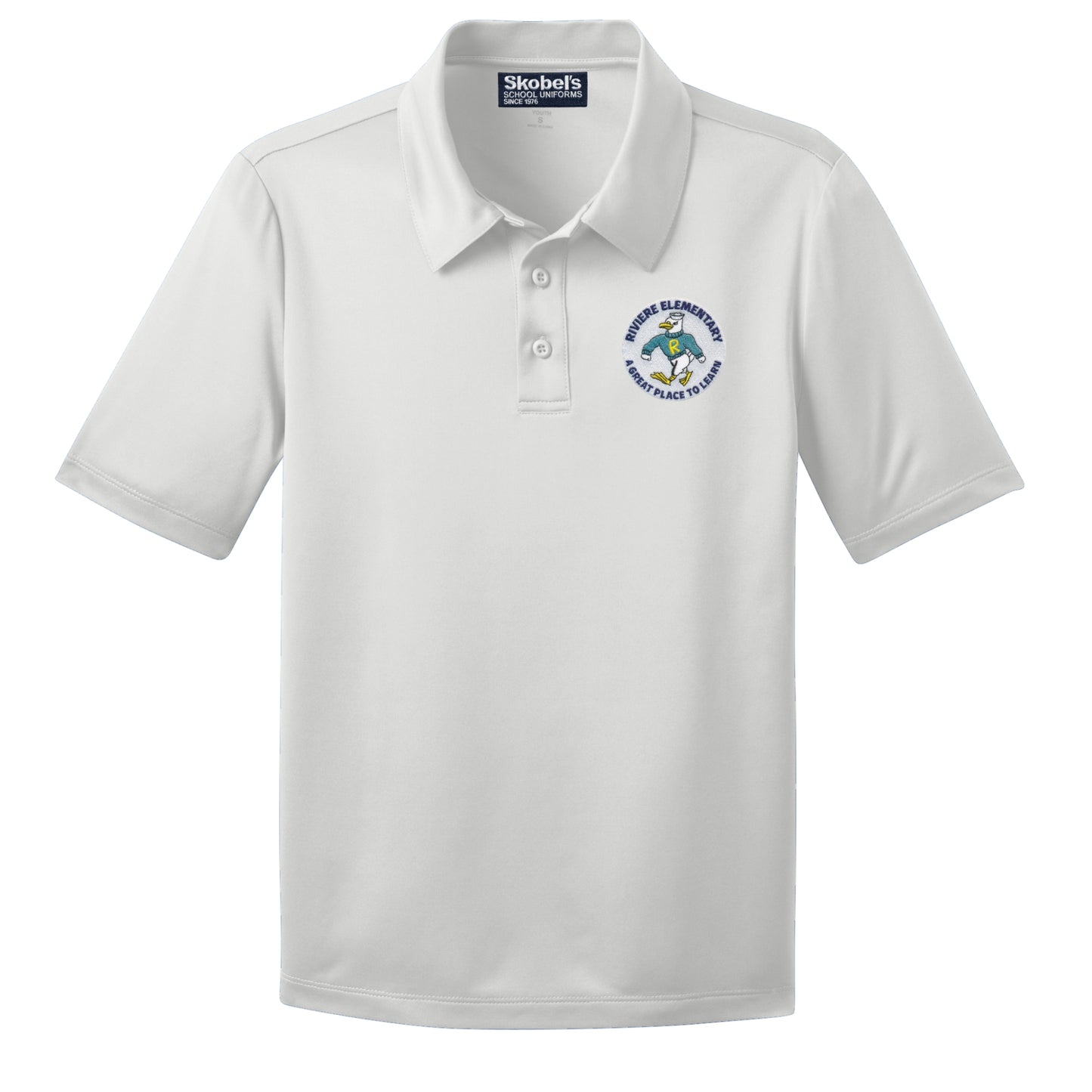 Marie Riviere Elementary White Dryfit Polo - 1st-5th Grades