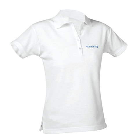 Highlands Christian School Feminine Fit Pique Polo - White