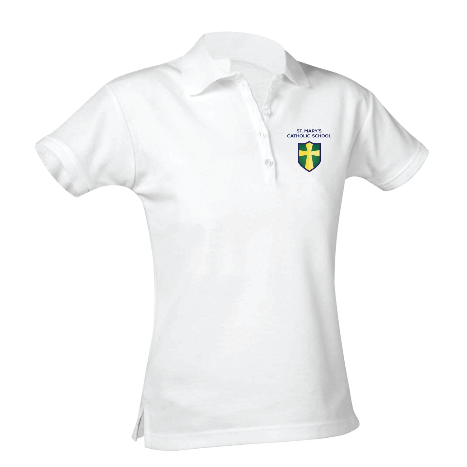 St. Mary's Catholic School Feminine Fit Jersey Polo - White