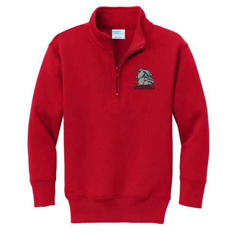 BC Middle 1/4 Zip Big Bulldog Sweatshirt - Red
