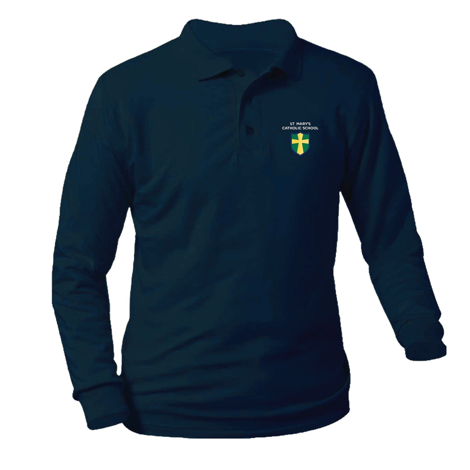 St. Mary's Catholic School Longsleeve Pique Polo - Navy