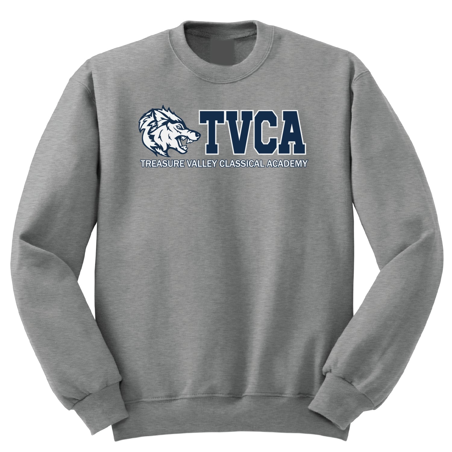 Treasure Valley Classical Academy Full Chest Crew Sweatshirt - Grey