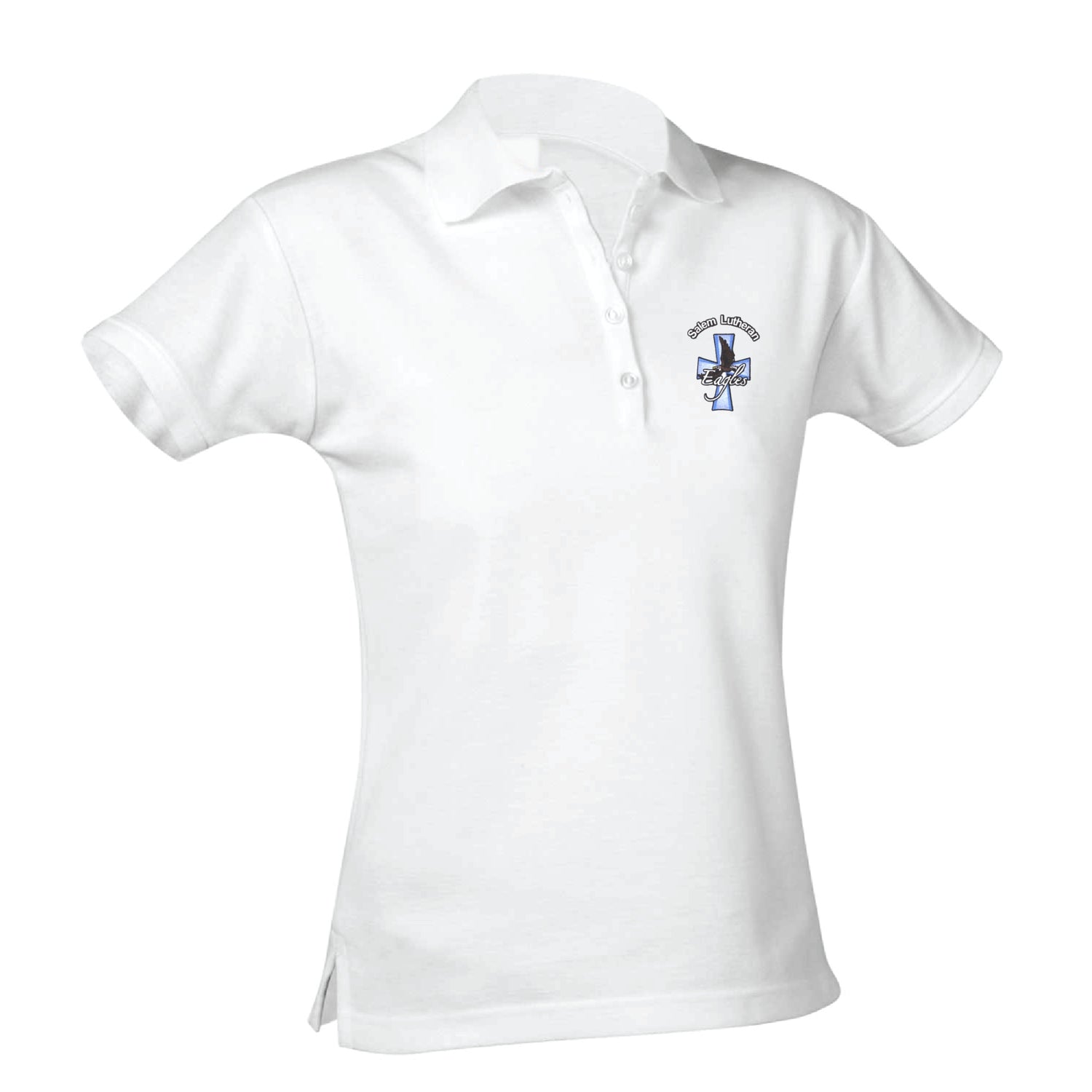 Salem Lutheran School Feminine Fit Pique Polo - White