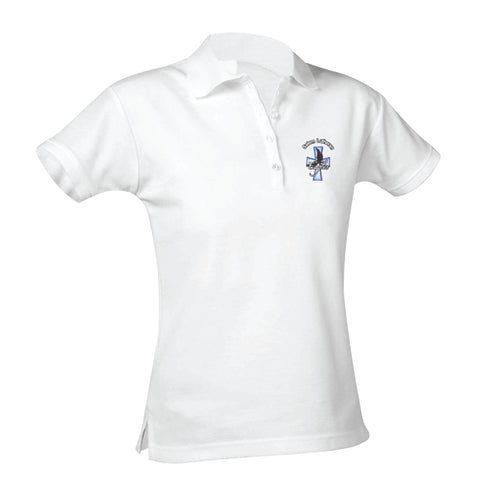 Salem Lutheran School Feminine Fit Jersey Polo - White