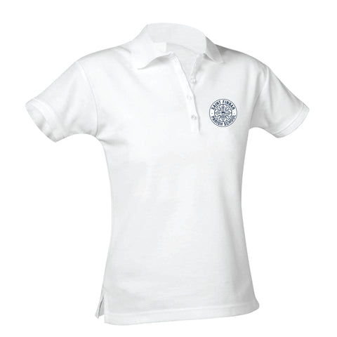 St. Finbar Feminine Fit Pique Polo - White