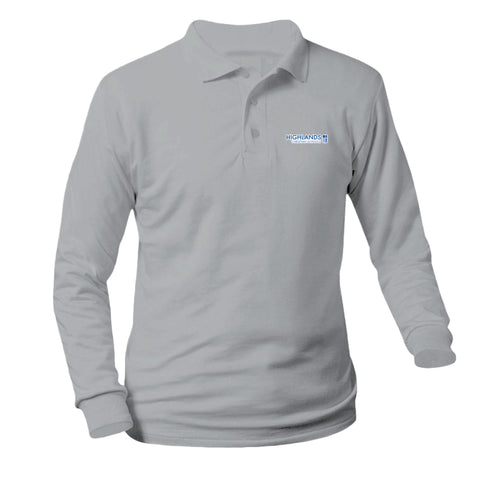 Highlands Christian School Longsleeve Pique Polo - Grey