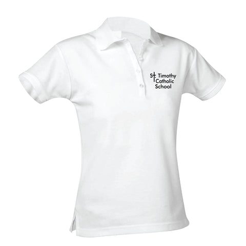 St. Timothy Elementary School Feminine Fit Jersey Polo - White