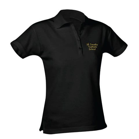 St. Timothy Elementary School Feminine Fit Pique Polo - Black