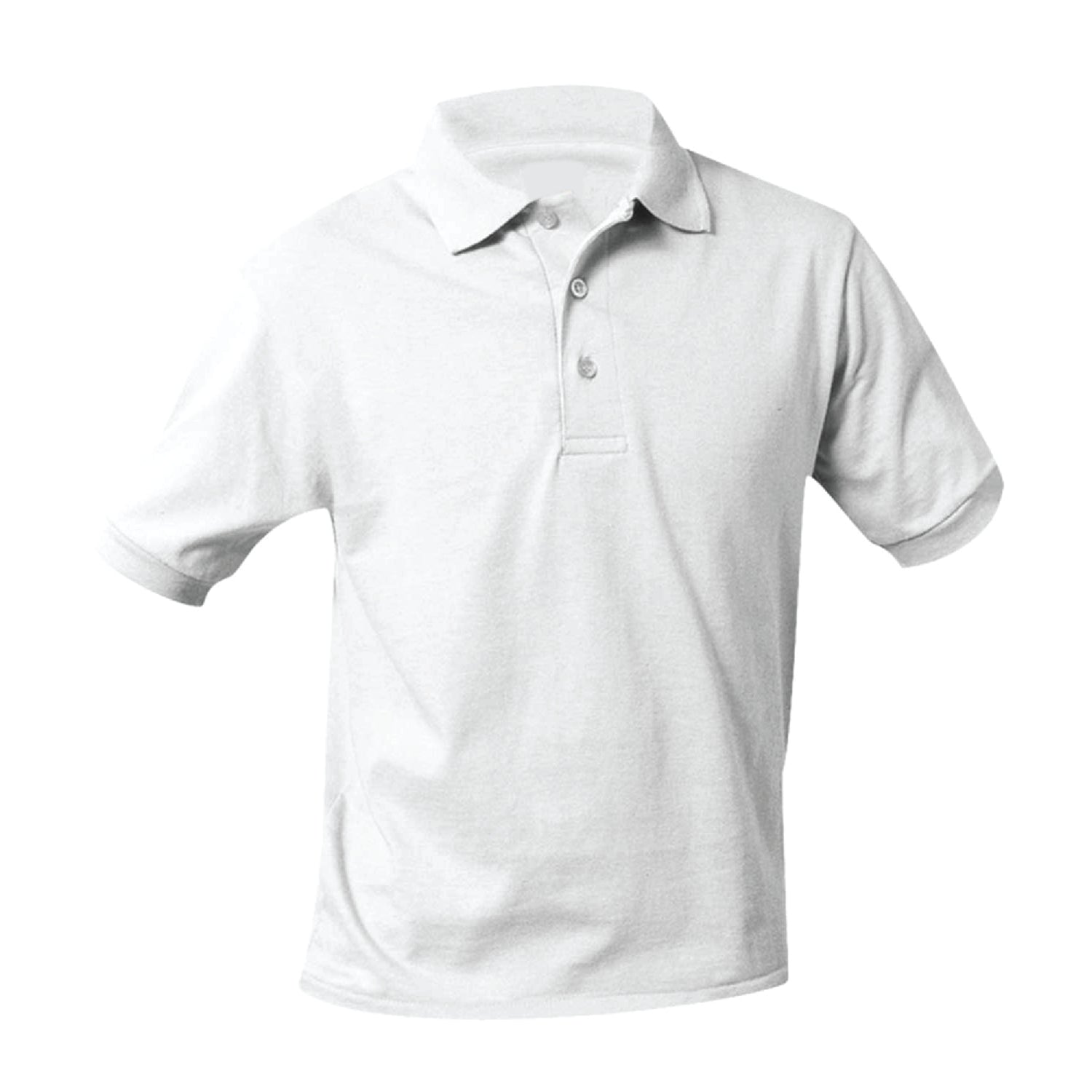 Mission Dolores Academy White Interlock Knit Shirt with Logo