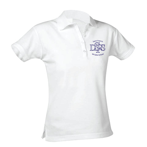 St. Francis De Sales School Feminine Fit Jersey Polo - White