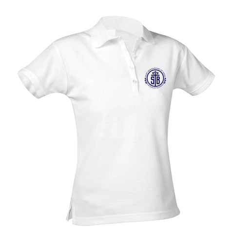 St. Bernardine of Siena Feminine Fit Jersey Polo - White