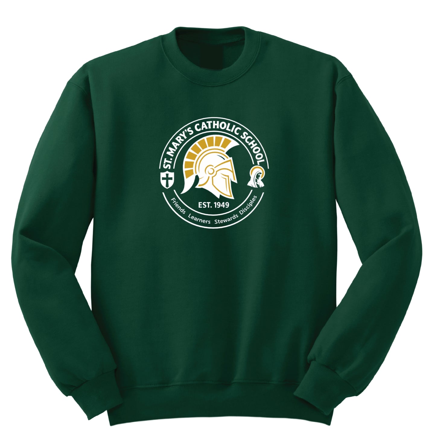 St. Mary's Catholic School Crew Sweatshirt- Dark Green