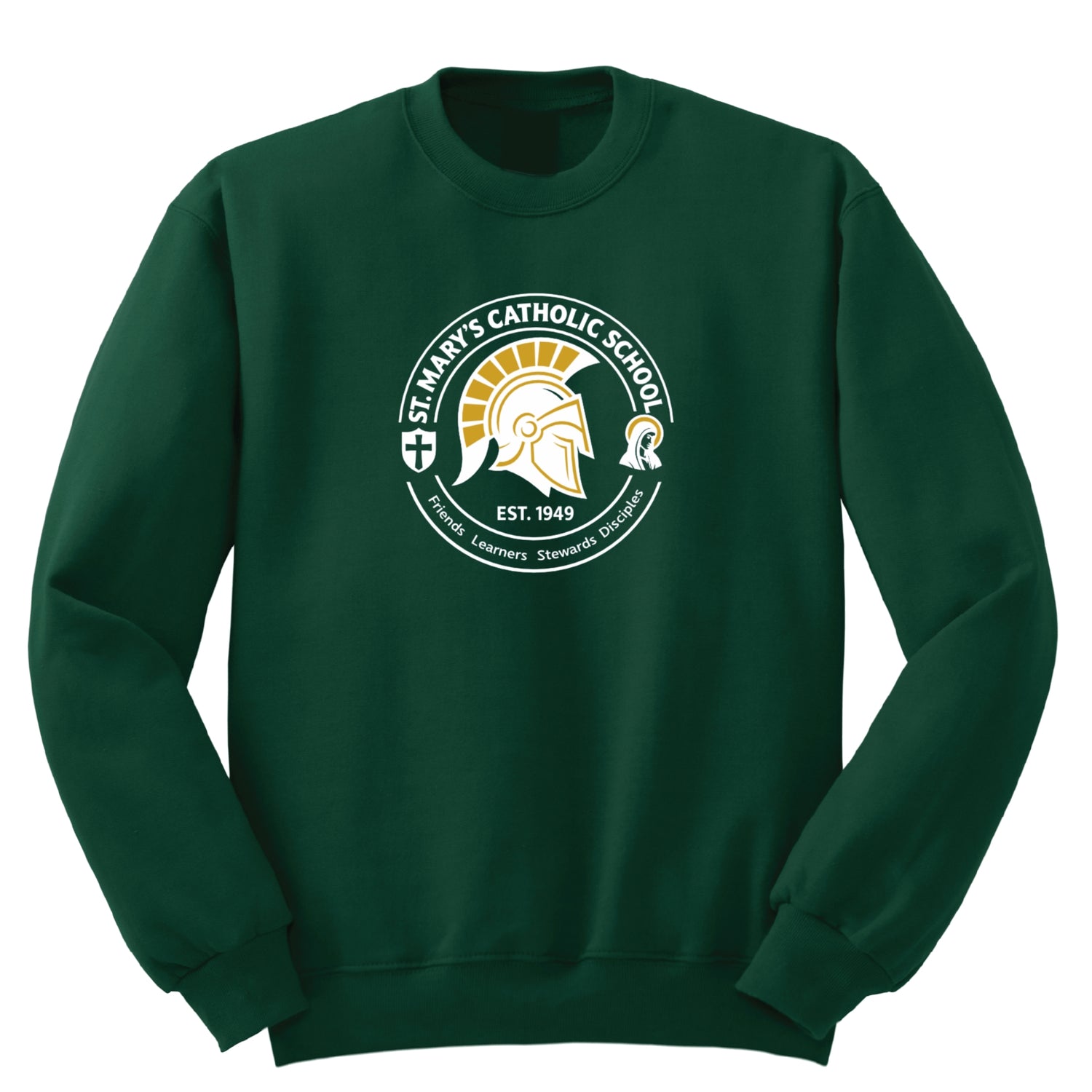 St. Mary's Catholic School Crew Sweatshirt- Dark Green